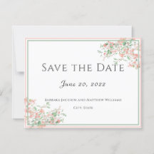 Botanisches Rosa und grünes Boho Save the Date