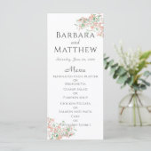 Botanisches Rosa und grünes Boho Wedding Menu Card (Stehend Vorderseite)