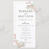 Botanisches Rosa und grünes Boho Wedding Menu Card (Vorne/Hinten)