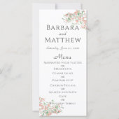 Botanisches Rosa und grünes Boho Wedding Menu Card (Vorderseite)
