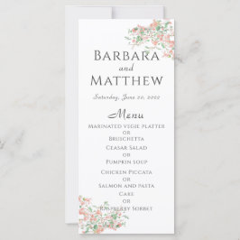 Botanisches Rosa und grünes Boho Wedding Menu Card
