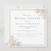 Botanisches Rosa und grünes Brautparty Einladung (Vorderseite)