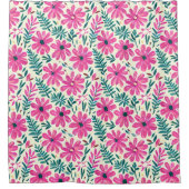 Botanisches rosa Watercolor-Muster Duschvorhang (Vorderseite)