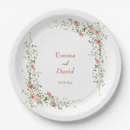 Botanisches Rosengarten Rustikale Hochzeit Pappteller