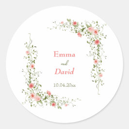 Botanisches Rosengarten Rustikale Hochzeit Runder Aufkleber
