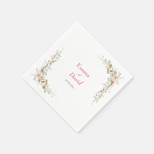 Botanisches Rosengarten Rustikales Hochzeitspapier Serviette (Ecke)