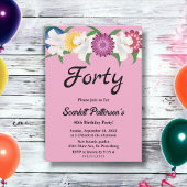 Botanisches Rosenrot Rosen Blumengestein 40. Gebur Einladung