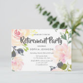 Botanisches Rosenruhestand Party laden Einladung (Stehend Vorderseite)