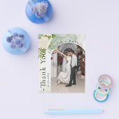 Botanisches Rosy Foto Hochzeit Danke Karte (Einzeln)