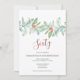 Botanisches Rot und Grün Weihnachten 60. Geburtsta Einladung
