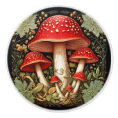 Botanisches Rotes Amanita Muskaria 3D-Effekt Pilz Keramikknauf (Vorderseite)