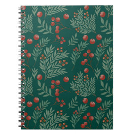 Botanisches rotes Beeren-Weihnachtsnotizbuch Notizblock