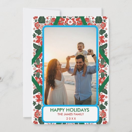 Botanisches Rotes & Grünes Folklorefestival Feiertagskarte (Vorderseite)