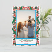 Botanisches Rotes & Grünes Folklorefestival Feiertagskarte (Stehend Vorderseite)