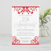 Botanisches Rotes Jahr 25 Einladung (Stehend Vorderseite)