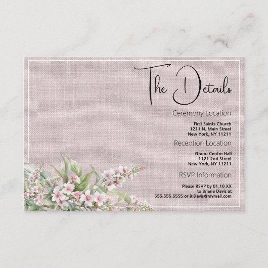 Botanisches rustikales Rosa Pink Minze Blumenzwieb Begleitkarte (Vorderseite)