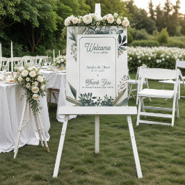 Botanisches Salbei Grün Grünzeug Hochzeits Willkom Poster