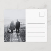 Botanisches Save the Date Schwarz-weißes Hochzeitt Postkarte (Rückseite)