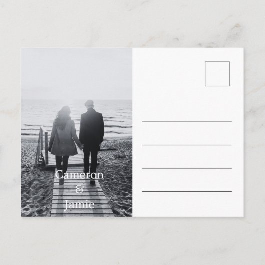 Botanisches Save the Date Schwarz-weißes Hochzeitt Postkarte (Rückseite)