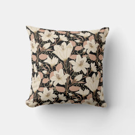 Botanisches Schwarz-Beige-Lily-Floral-Muster Kissen
