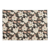 Botanisches Schwarz-Beige-Lily-Floral-Muster Kissenbezug (Rückseite-Rechts)