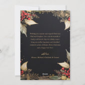 Botanisches Schwarz-Gold-Elegante Feiertagskarte (Rückseite)