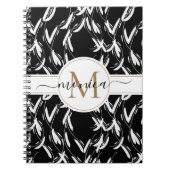 Botanisches Schwarz-Weiß-Blütengold Mit Monogramm Notizblock (Vorderseite)