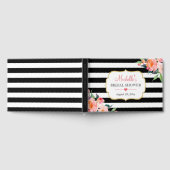 Botanisches Schwarz-weißes Streifen-Brautparty Gästebuch (Voll)