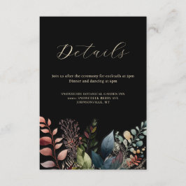 Botanisches Schwarzes Hochzeitswasser Begleitkarte