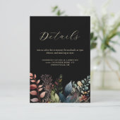 Botanisches Schwarzes Hochzeitswasser Begleitkarte (Stehend Vorderseite)