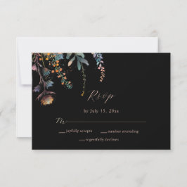 Botanisches Schwarzes Hochzeitswasser RSVP Karte
