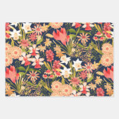 Botanisches schwarzes Umschlagpapier - flaches Set Geschenkpapier Set (Vorderseite 3)