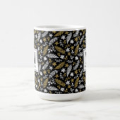 Botanisches Schwarzgold-Monogramm-Feiertagsname Kaffeetasse (Mittel)
