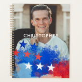 Botanisches Script-Foto für Navy Blue Silver Planer (Vorderseite)