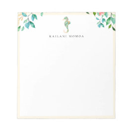 Botanisches Seepferd Sandy Beige Rahmen Notizblock