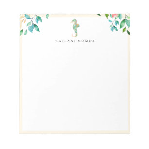 Botanisches Seepferd Sandy Beige Rahmen Notizblock