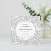 Botanisches Silbergrau-Muster Einladung (Stehend Vorderseite)