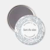 Botanisches Silbergraumuster Save the Date Magnet (Vorderseite/Rückseite)