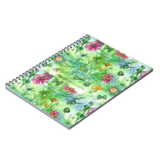 Botanisches Sketchbook Butterfly Wasserfarbe Blume Notizblock (Linke Seite)