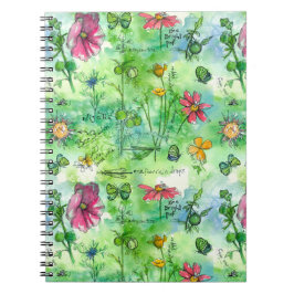 Botanisches Sketchbook Butterfly Wasserfarbe Blume Notizblock