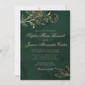 Botanisches Smaragd- und Goldelegantes Hochzeit Einladung (Vorderseite)