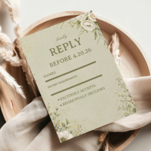 Botanisches Soft Sage RSVP Karte