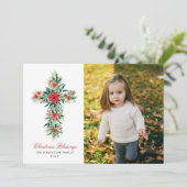 Botanisches Sprigs Christkreuz Religiöses Foto Feiertagskarte (Stehend Vorderseite)