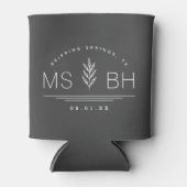 Botanisches Stem-Hochzeitmonogramm | Holzkohle Dosenkühler (Vorderseite)