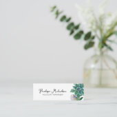 Botanisches Sukkulat mit Hübschem Skript Mini Visitenkarte (Stehend Vorderseite)