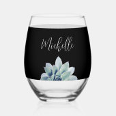 Botanisches Sukkulent Elegantes Skript Klassisches Weinglas Ohne Stiel (Vorderseite)