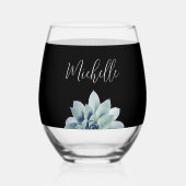 Botanisches Sukkulent Elegantes Skript Klassisches Weinglas Ohne Stiel (Rückseite)