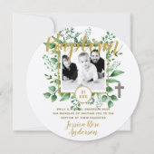 Botanisches Taufen FOTO Einladungen Junge oder Mäd (Vorderseite)