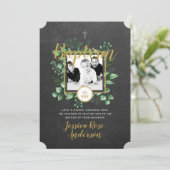 Botanisches Taufen FOTO Einladungen Junge oder Mäd (Stehend Vorderseite)