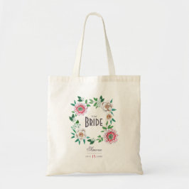 Botanisches Team von Boho Green Pink Floral Brides Tragetasche
